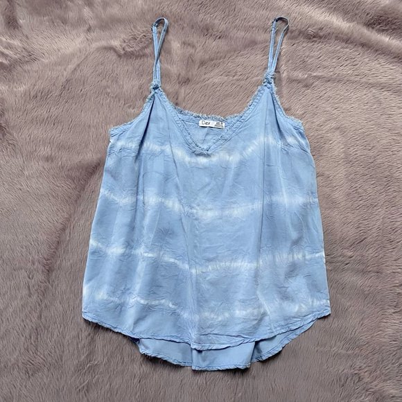 Dex blue & white frayed edge summer tank top - Picture 1 of 6